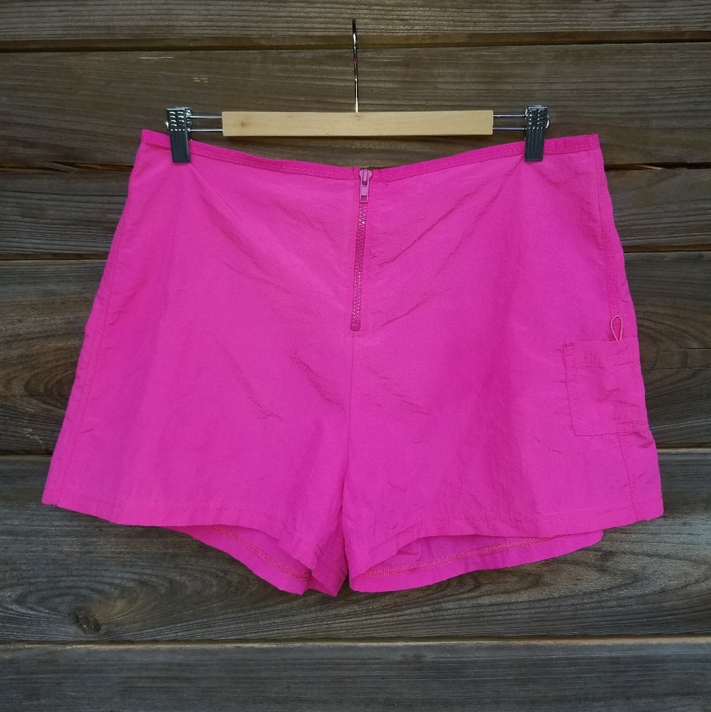 Vintage Hot Pink Swim Trunks Size L | Zip Front | Summer Beach Shorts